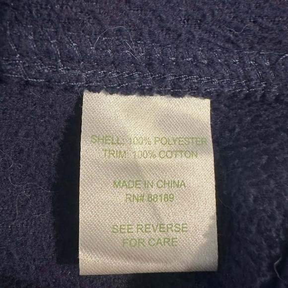 LILLY PULITZER Fleece Jacket Coat Navy Blue Pink Palm Tree Pockets Elbow Patch - Picture 11 of 16